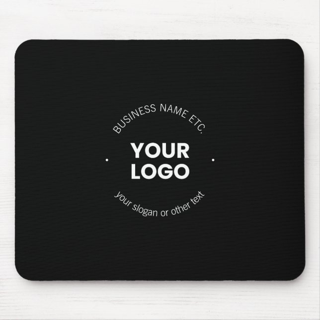 Your Business Logo & Editable Text | Black & White Mouse Pad (Front)