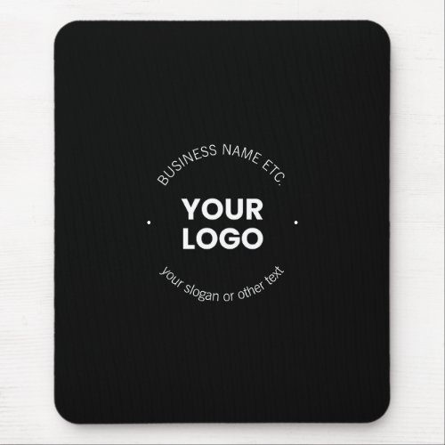 Your Business Logo  Editable Text  Black  White Mouse Pad