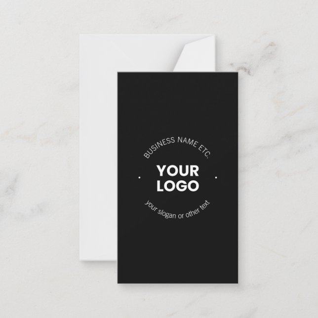 Your Business Logo & Editable Text | Black & White Note Card (Front)