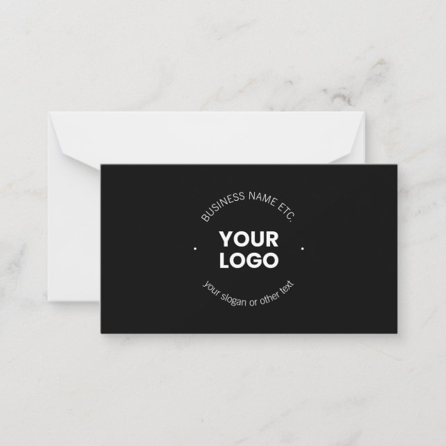 Your Business Logo & Editable Text | Black & White Note Card (Front)