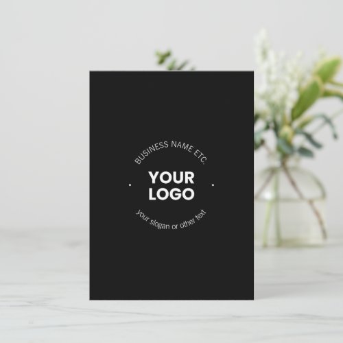 Your Business Logo  Editable Text  Black  White Note Card