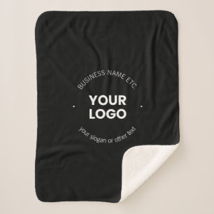 Your Business Logo & Editable Text Black & White Sherpa Blanket