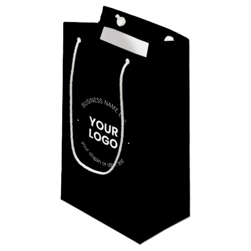 Your Business Logo  Editable Text  Black  White Small Gift Bag