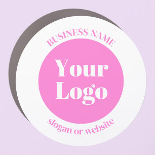 Your Business Logo & Editable Text Template Pink Car Magnet