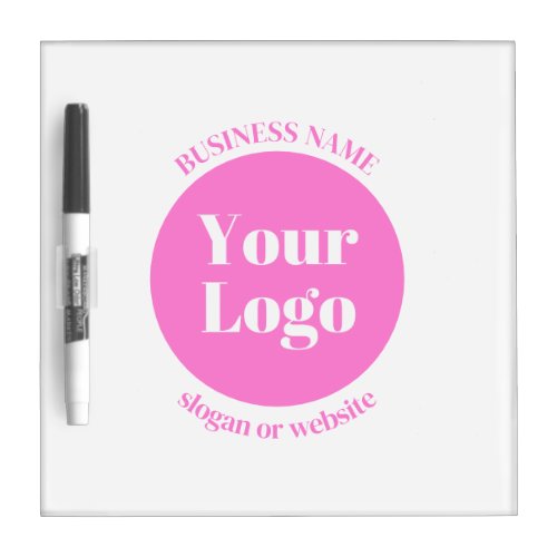 Your Business Logo  Editable Text Template  Pink Dry Erase Board