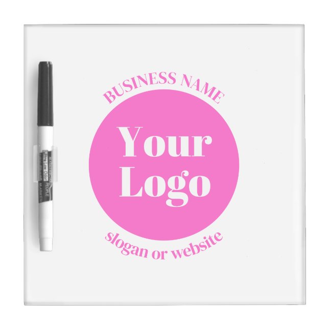 Your Business Logo & Editable Text Template | Pink Dry Erase Board (Front)