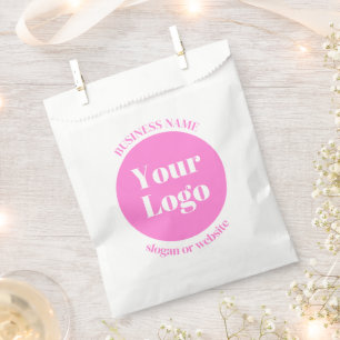 Your Business Logo & Editable Text Template Pink Favor Bag