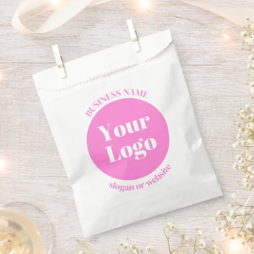 Your Business Logo  Editable Text Template  Pink Favor Bag