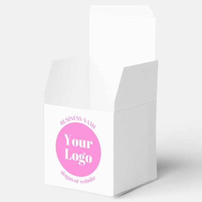 Your Business Logo & Editable Text Template | Pink Favor Boxes (Opened)