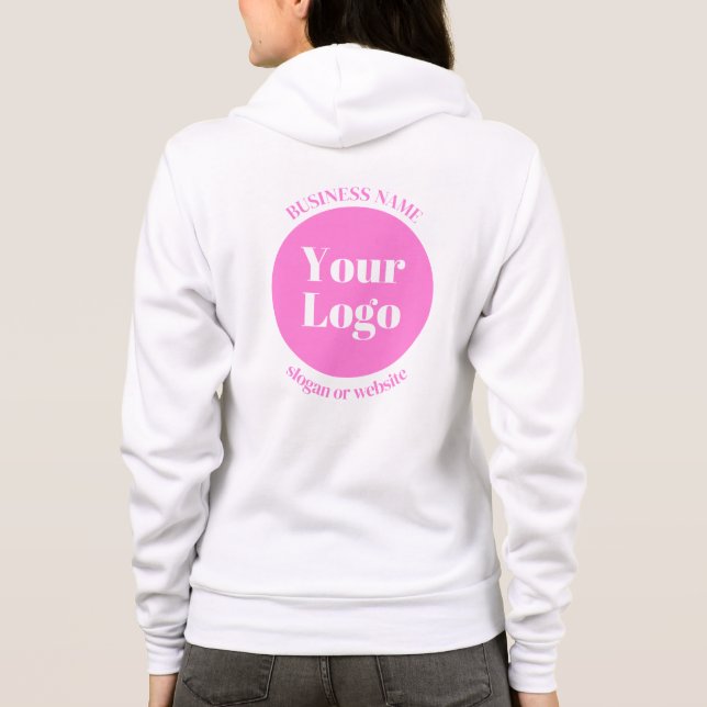 Your Business Logo & Editable Text Template | Pink Hoodie (Back)
