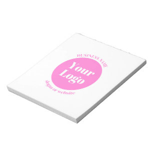 Your Business Logo & Editable Text Template Pink Notepad