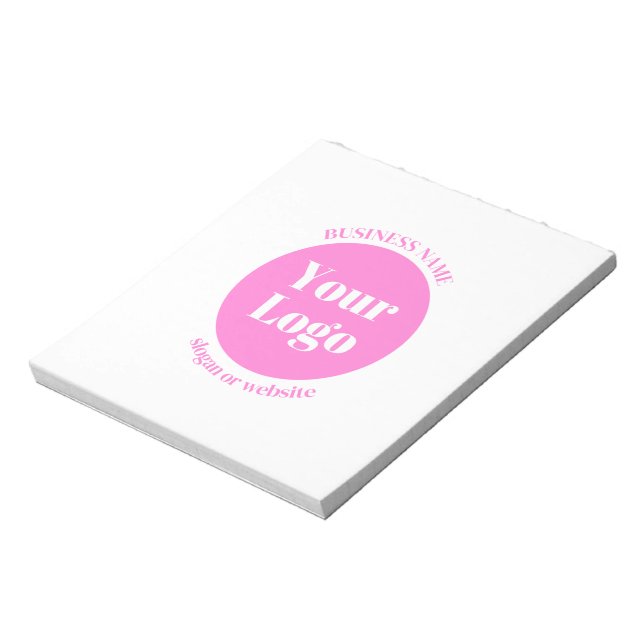 Your Business Logo & Editable Text Template | Pink Notepad (Rotated)