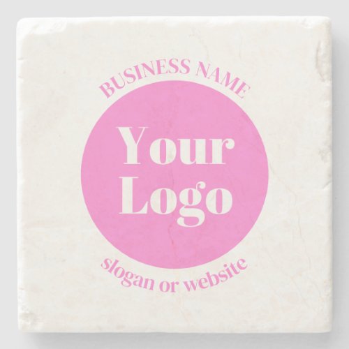 Your Business Logo  Editable Text Template  Pink Stone Coaster