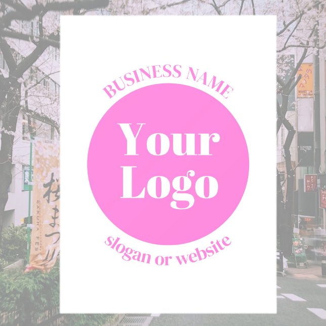 Your Business Logo & Editable Text Template | Pink Window Cling (Creator Uploaded)