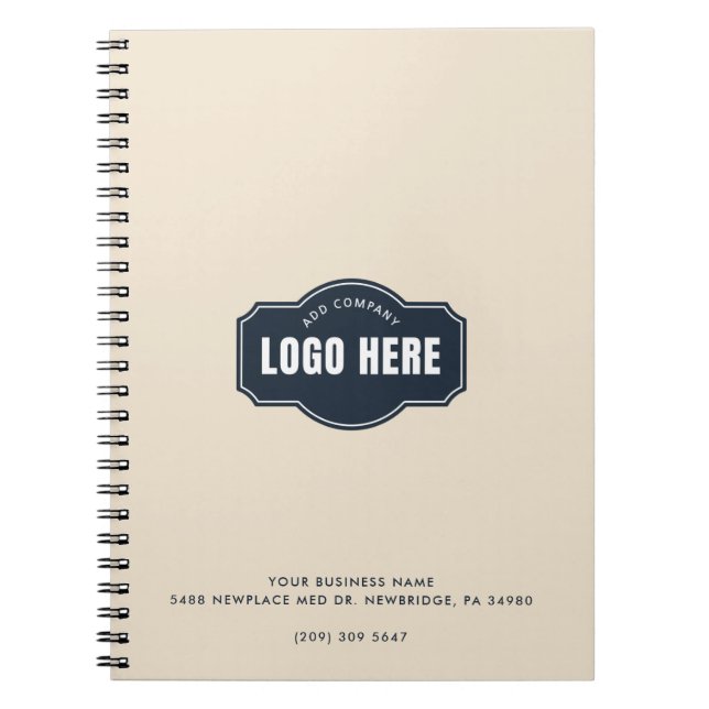 Your Business Logo Elegant Minimalist Employees Notebook (Front)