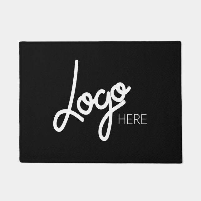 Your Business Logo Elegant Modern Black Doormat (Front)