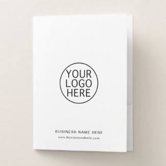 Your Business Logo Elegant White Minimalist Custom Pocket Folder