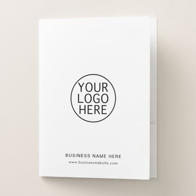 Your Business Logo Elegant White Minimalist Custom Pocket Folder (Front)