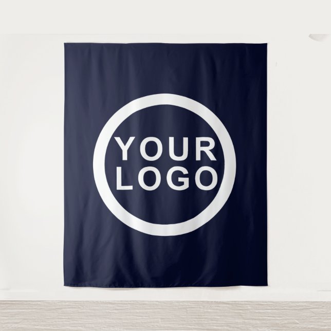 Your Business Logo Event Modern Navy Blue Backdrop (Front)
