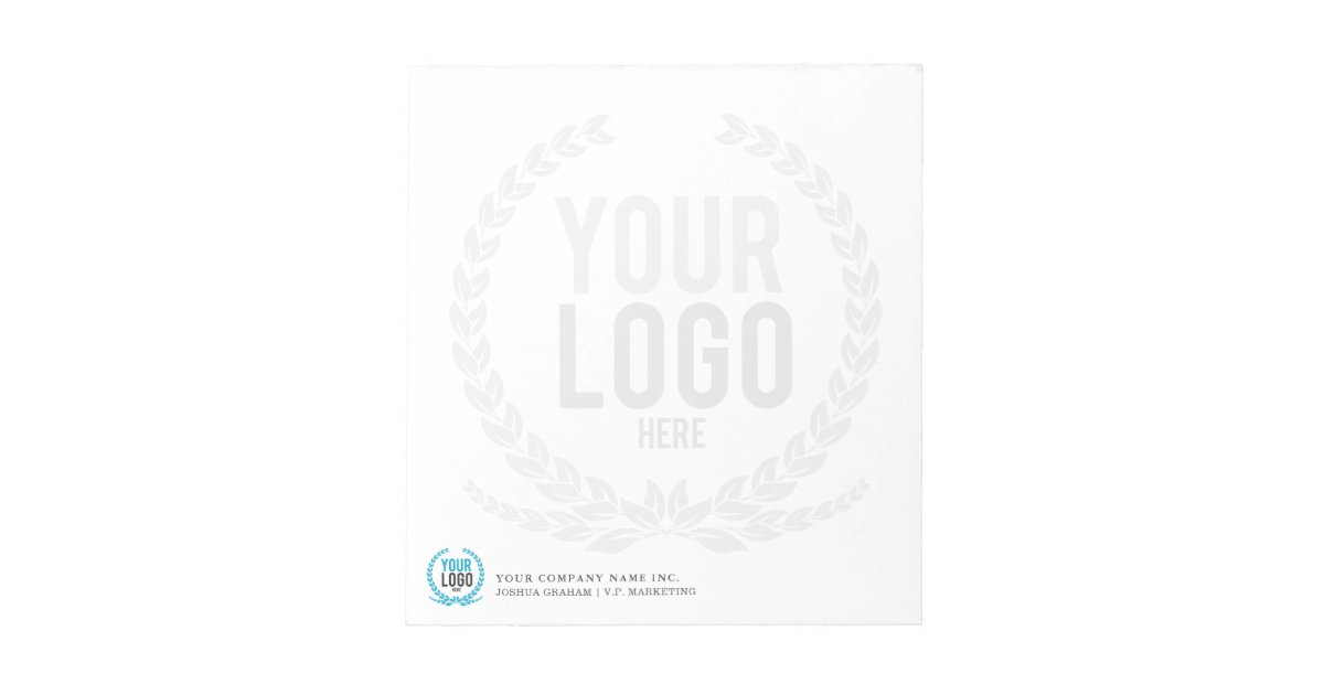 Your Business Logo Faded Backdrop Custom Notepad Zazzle Com