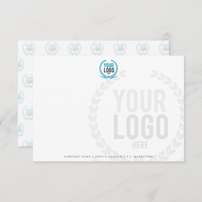 Your Business Logo Faded Backdrop Office Flat Invitation (Front/Back)