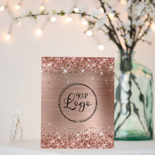 Your Business Logo Glittery Rose Gold Glam Foam Board