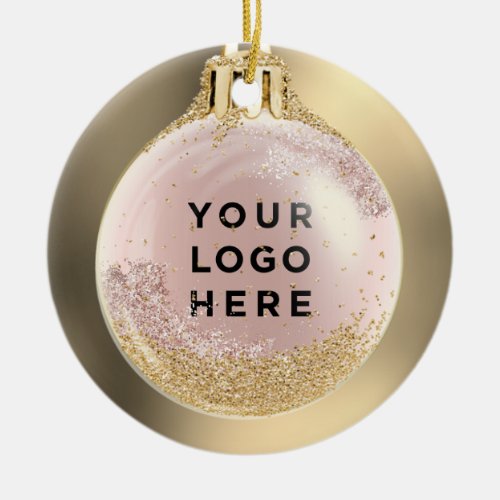 Your Business Logo Goldrose Christmas Ball Custom Ceramic Ornament
