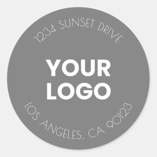 Your Business Logo  Grey  White Return Address Classic Round Sticker