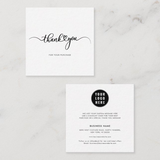 Your Business Logo Hair Stylist Thank You Note Card (Front/Back)