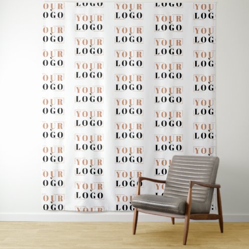 Your Business Logo Half Drop Repeat White Backdrop