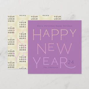 Your Business Logo Happy New Years Modern Custom Holiday Card