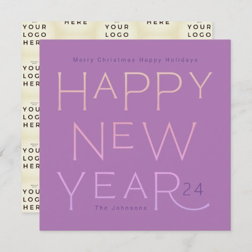 Your Business Logo  Happy New Years Modern Custom Holiday Card