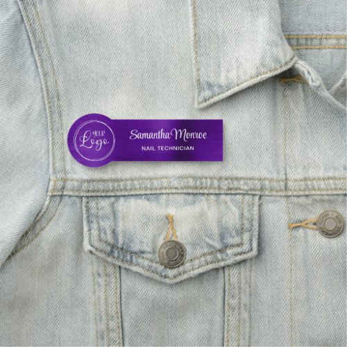 Your Business Logo Here Indigo Purple Ombre Name Tag