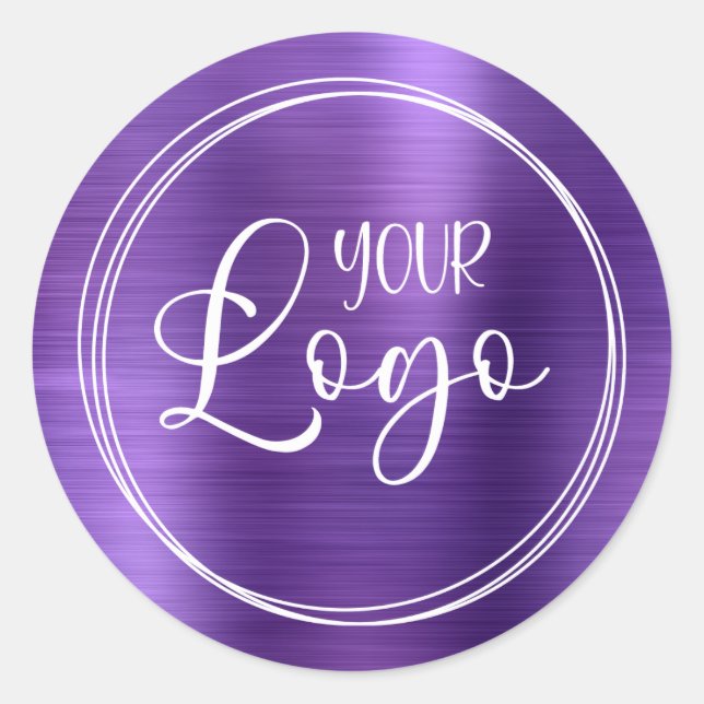 Your Business Logo Here Metallic Amethyst Classic Round Sticker (Front)