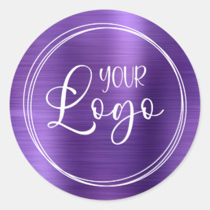 Your Business Logo Here Metallic Amethyst Classic Round Sticker