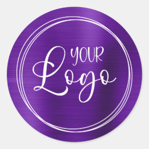 Your Business Logo Here Metallic Indigo Classic Round Sticker
