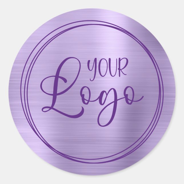 Your Business Logo Here Metallic Pale Purple Classic Round Sticker (Front)