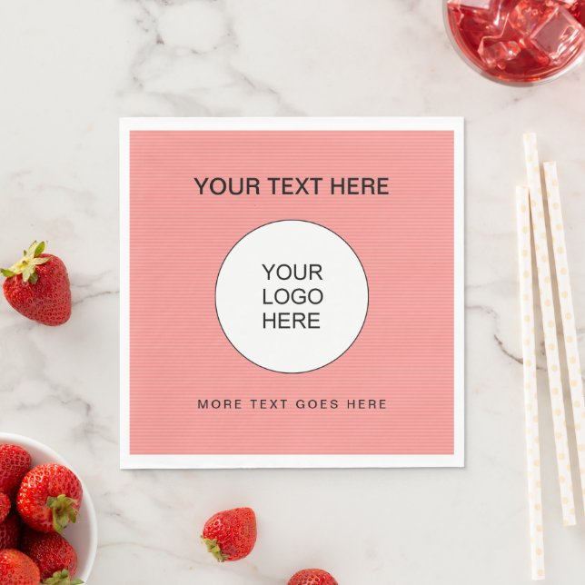 Your Business Logo Here Peach & White Luncheon Napkins (Insitu)