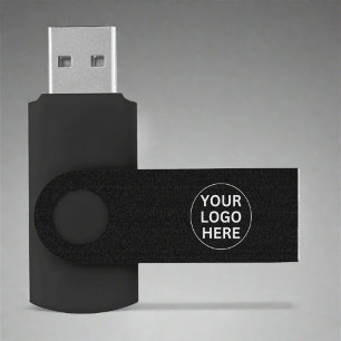 Your Business Logo Here Promotional Black & White Flash Drive