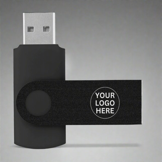 Your Business Logo Here Promotional Black & White Flash Drive (Creator Uploaded)