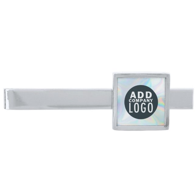 Your Business Logo Holographic Employees Custom Silver Finish Tie Bar (Front)