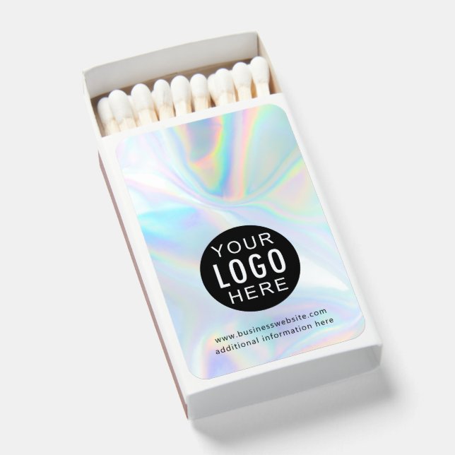Your Business Logo Holographic Marketing Swag Matchboxes (Front Open)