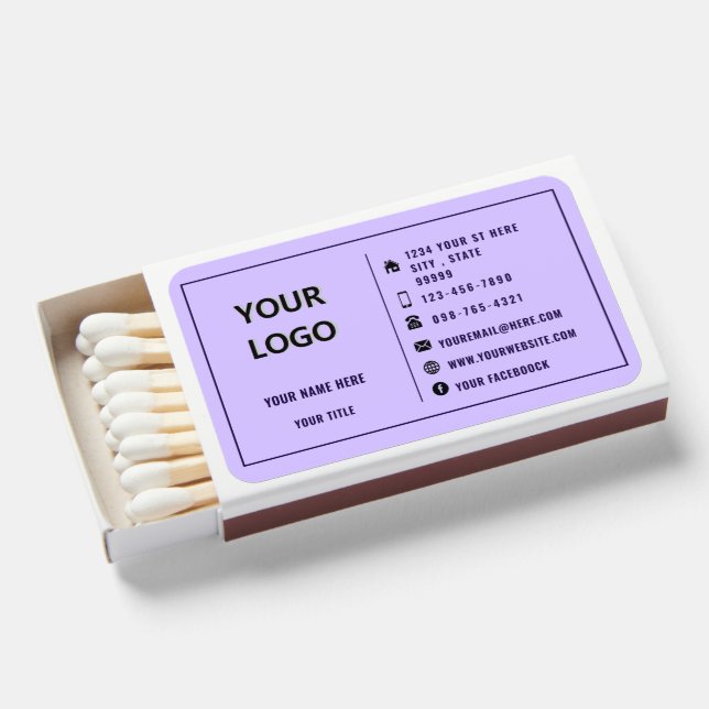 Your Business Logo Info Branded Matchboxes Example (Front Open)