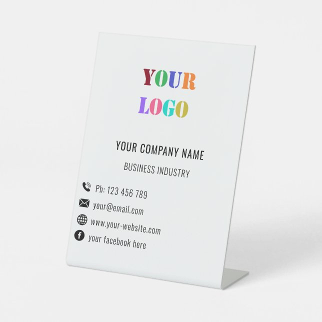 Your Business Logo Info Name Pedestal Sign Example (Front)