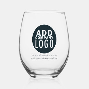 Your Business Logo Marketing Website Custom Stemless Wine Glass