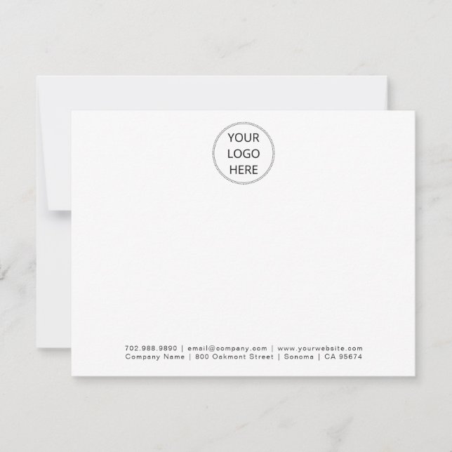 Your Business Logo Minimalist Professional White N Note Card (Front)