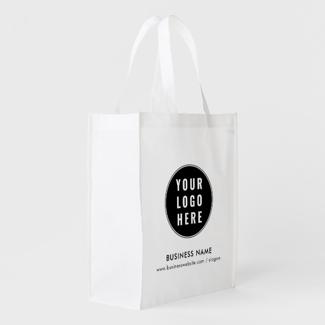 Your Business Logo Minimalist Retail Promotional Grocery Bag (Back Side)