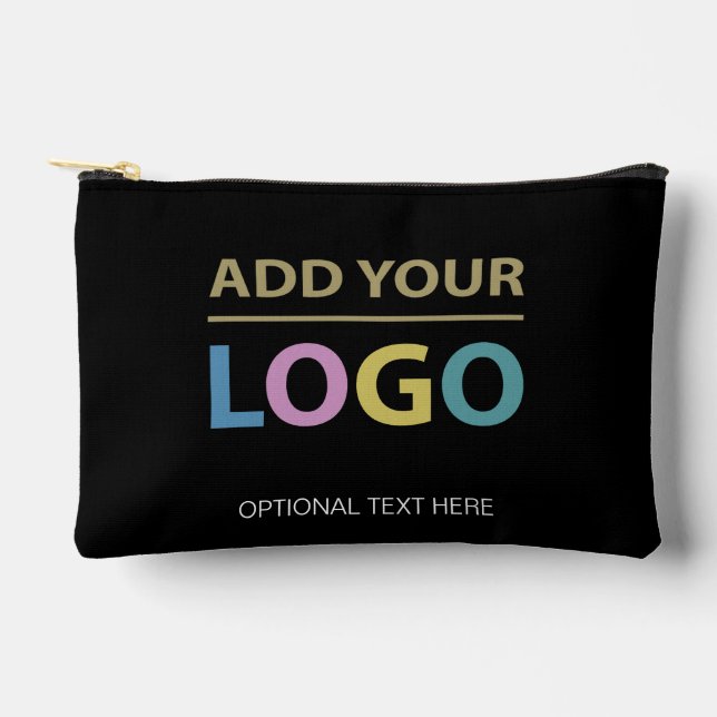 Your Business Logo Modern Black Accessory Pouch (Front)