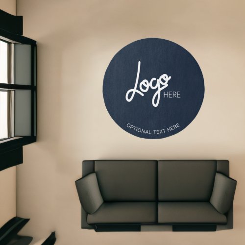 Your Business Logo Modern Elegant Navy Blue Round Rug