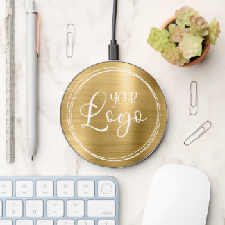 Your Business Logo Modern Gold Wireless Charger